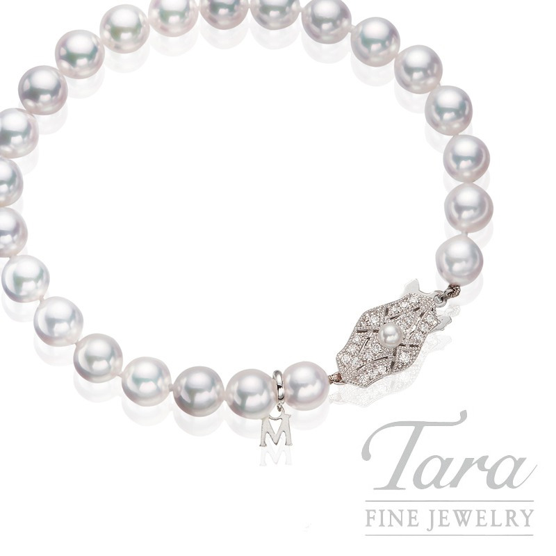 Mikimoto Akoya Pearl Bracelet In 18K White Gold 7 0 7 5mm Tara Fine