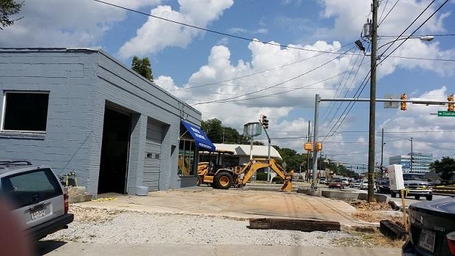 a parking lot under construction