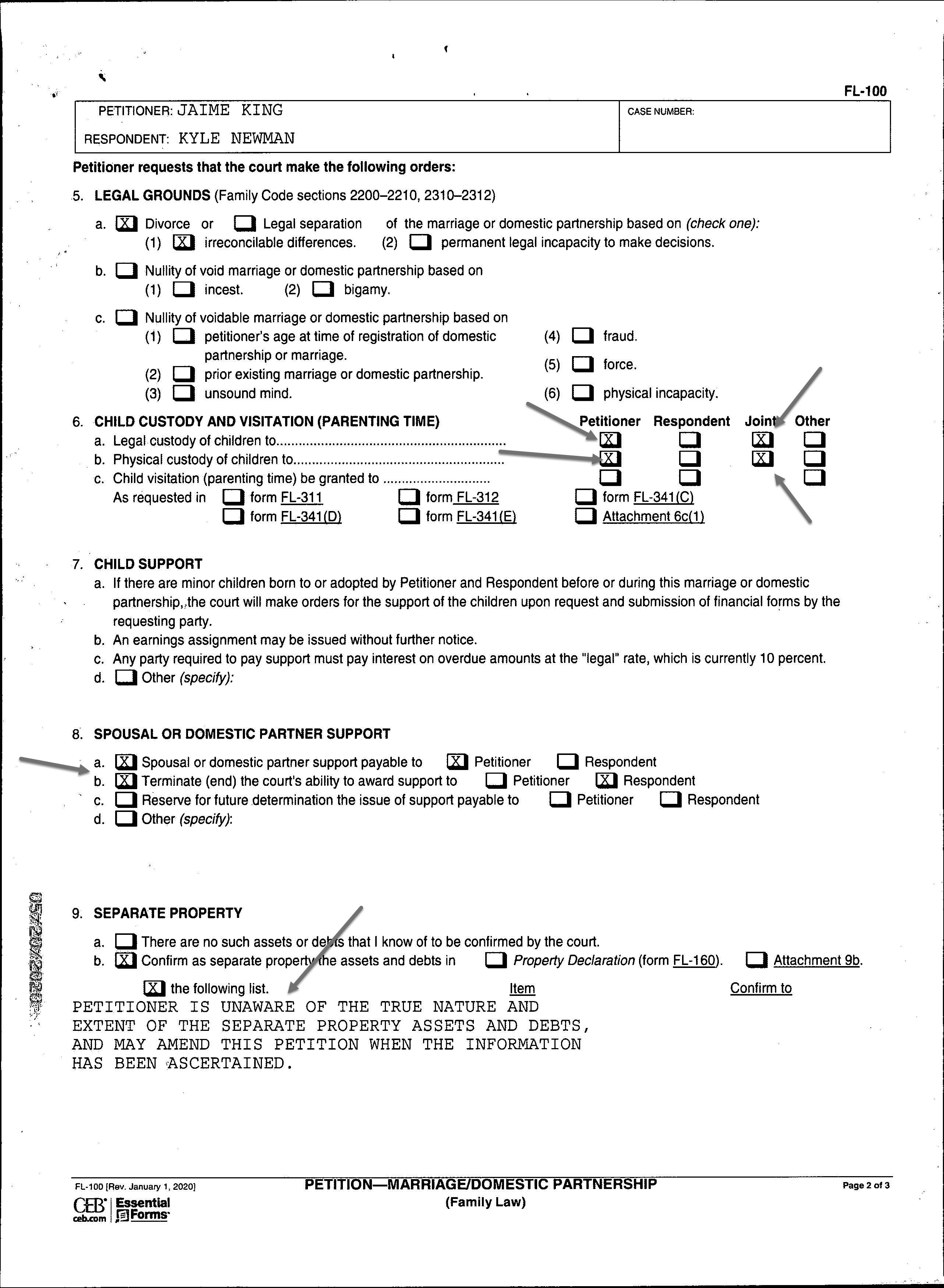 Page two of Jaime King's divorce petition