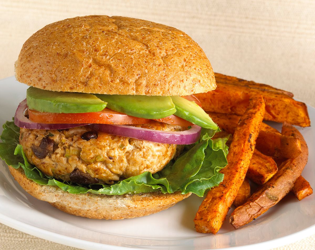 Southwest Turkey Burger and Sweet Potato Fries