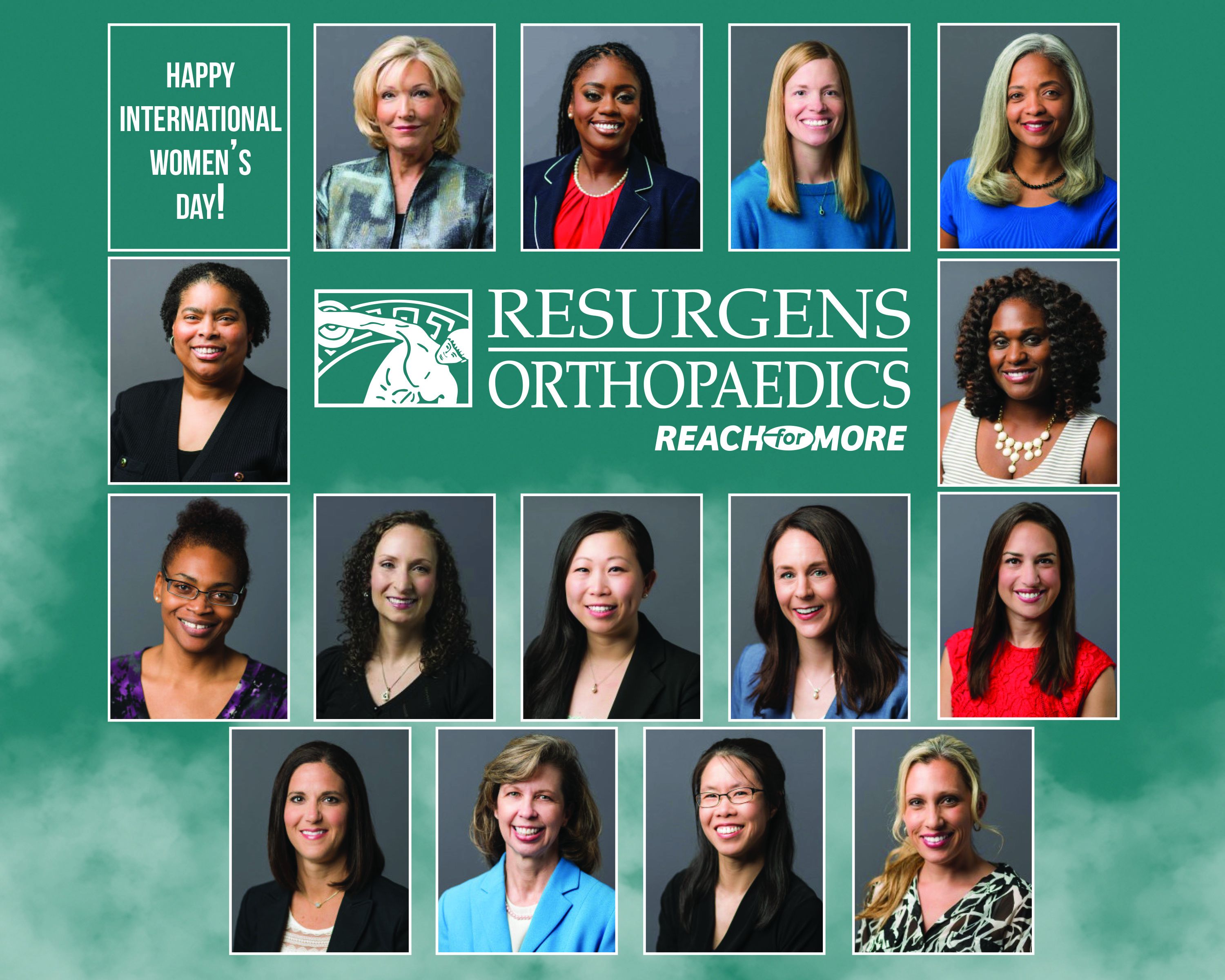 A designed collage depicting some of Resurgens' female employees.