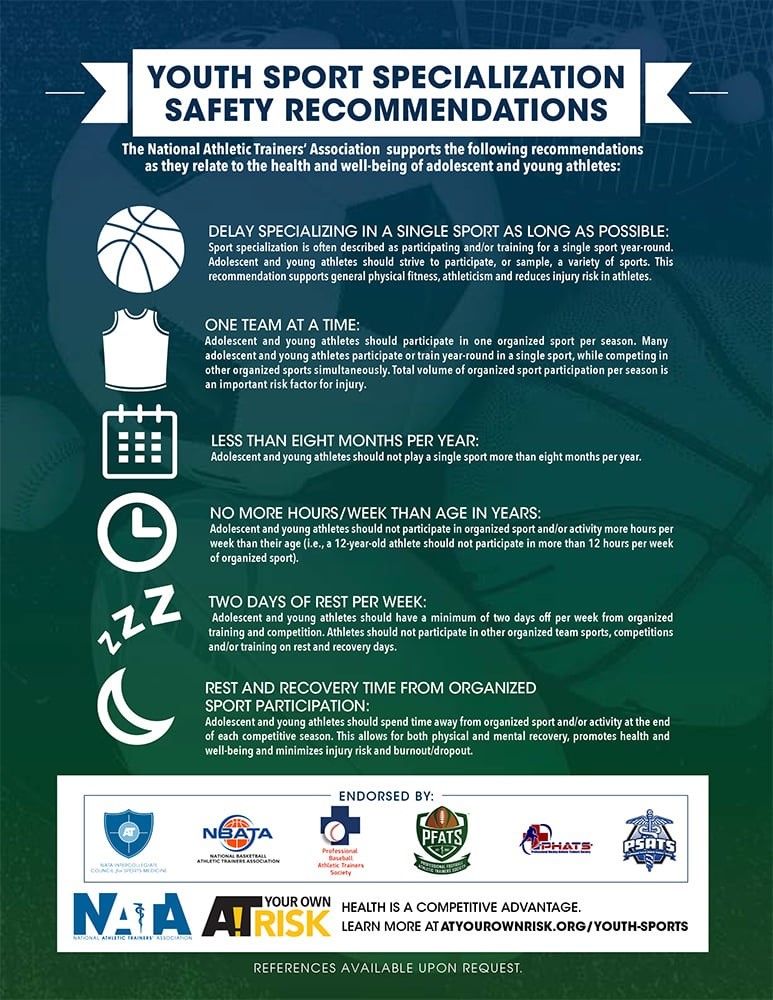 An info sheet describing safety tips for youth sports.