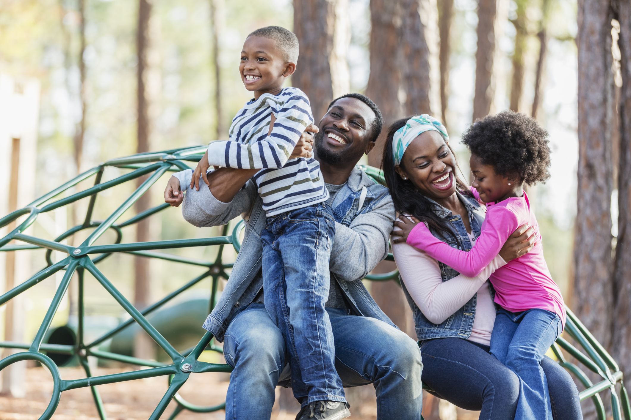 Happy family in park