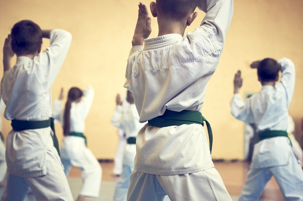 Children learning martial arts