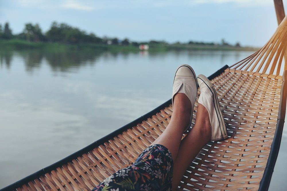 Relaxing in hammock