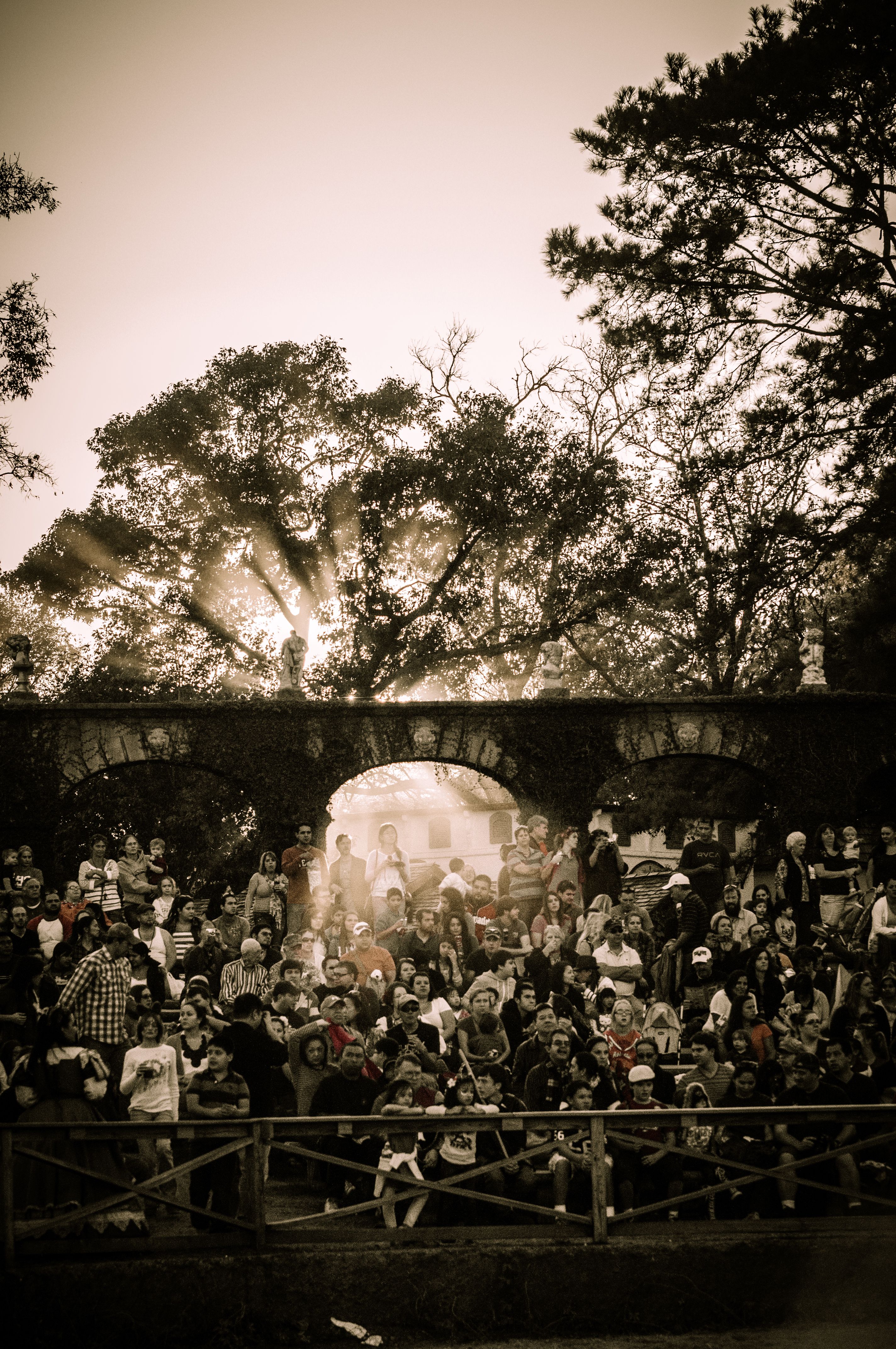 A beautiful sepia shot of the joust audience, this is what the knights, squires, and maidens see- isn't it glorious? Huzzah!