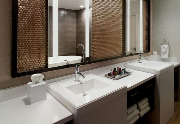 Bathroom sinks and cabinets