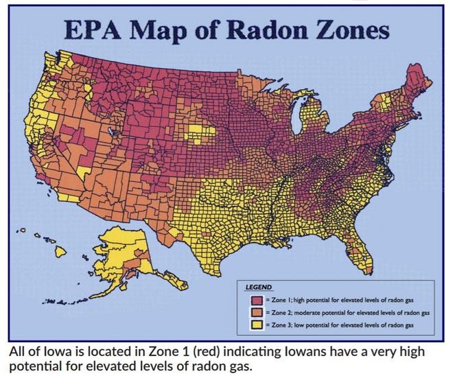 United States EPA Map of Radon Zones