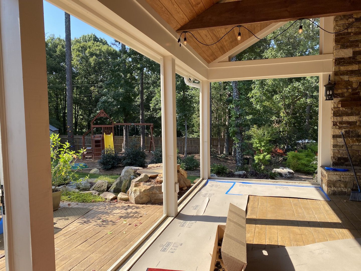 After their railing and screens were removed, the homeowners were left with some large openings.