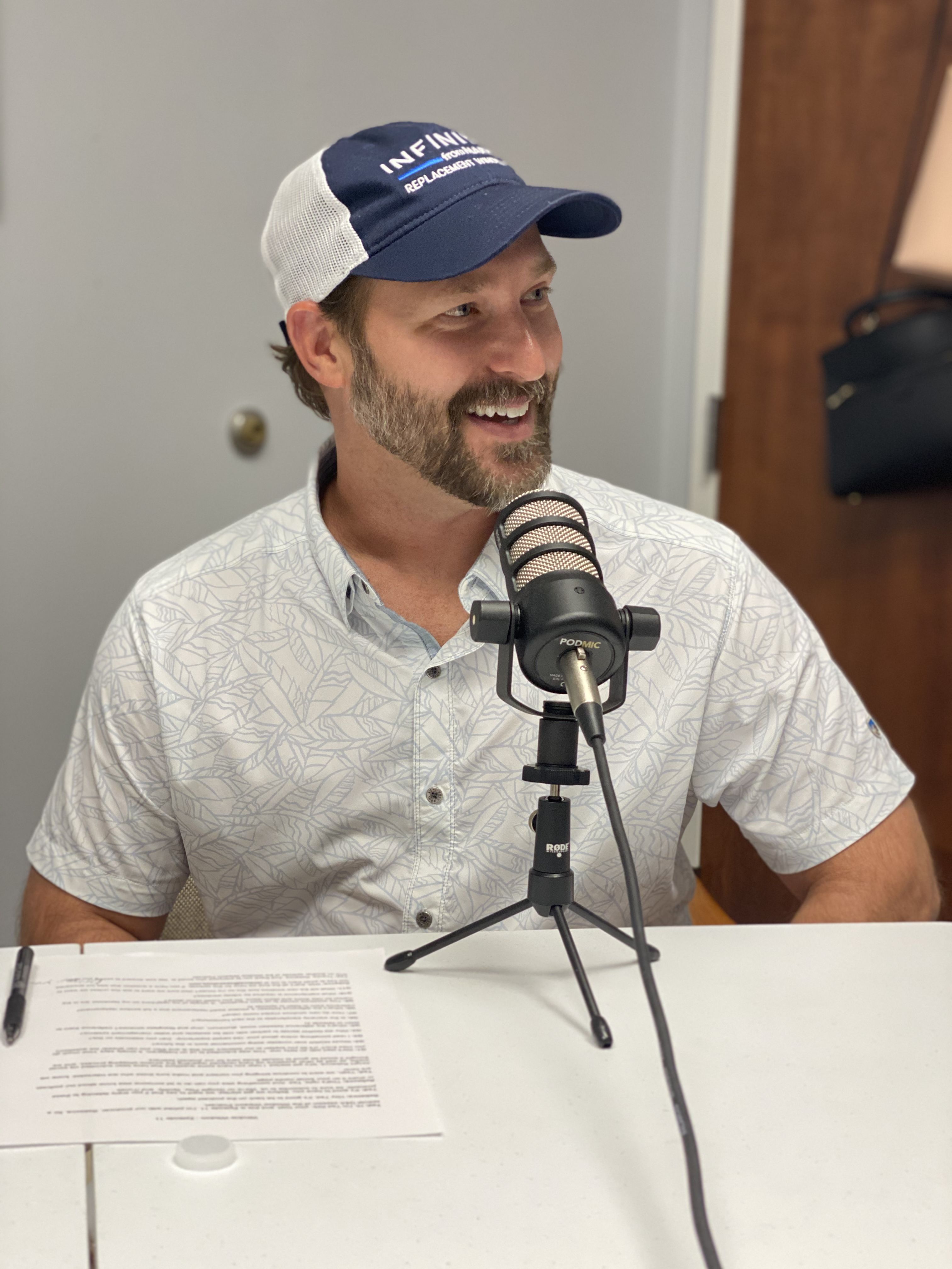 Candid shot during recording for our Window Wisdom podcast