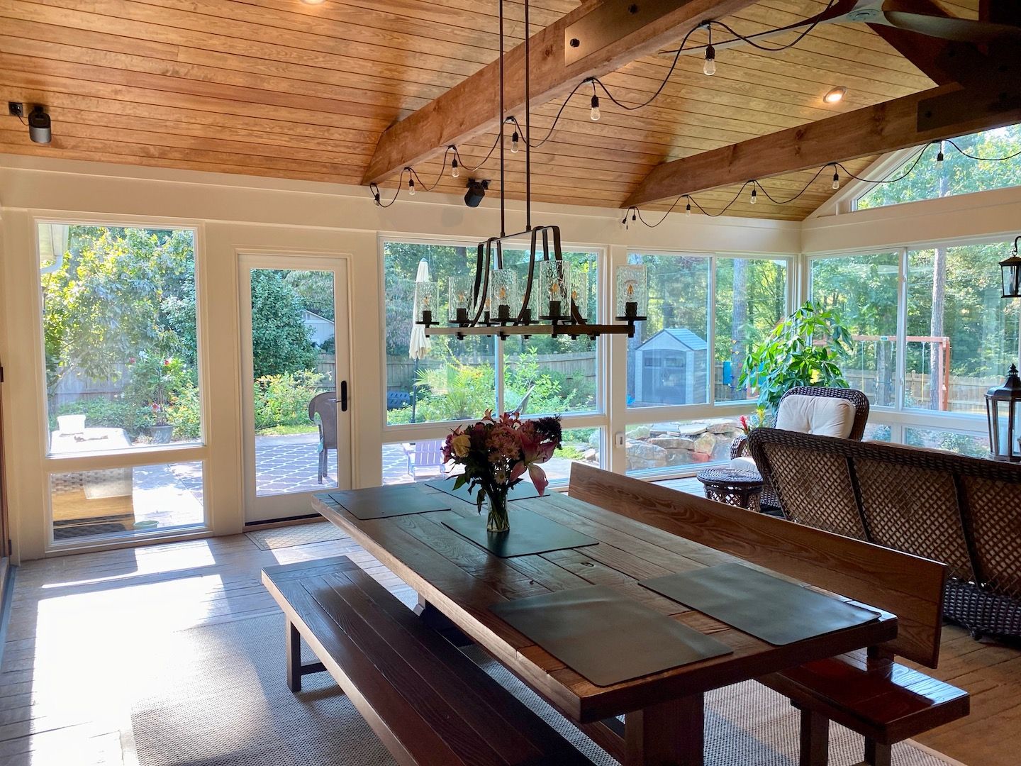 The final conversion of of converting a screened-in porch to a four seasons sunroom.