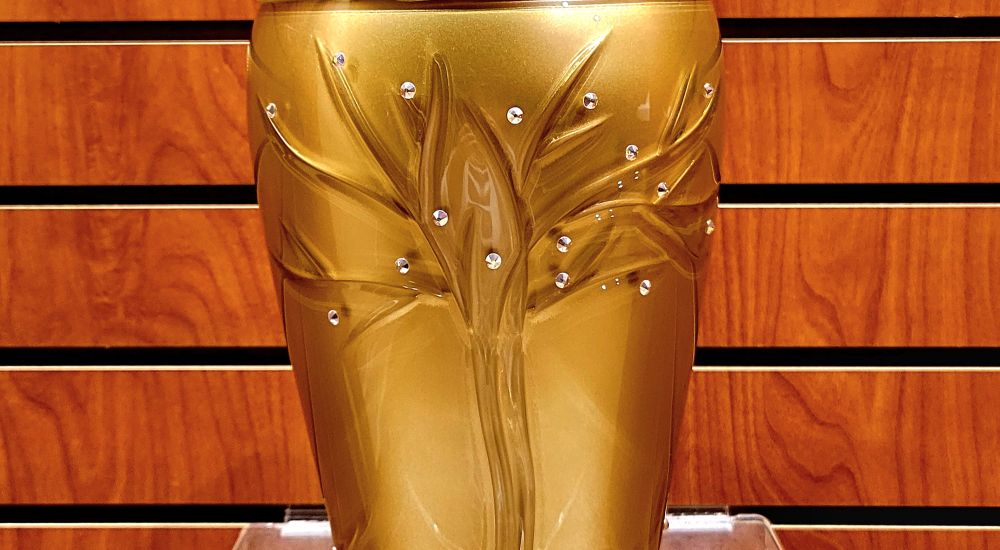 a glass vase with water