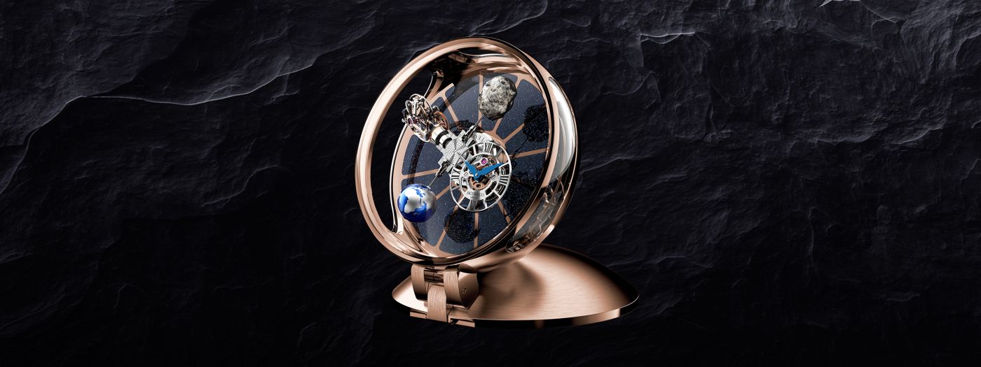 Astronomia Table Clock Meteorite Rose Gold Jacob & Co