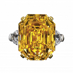 Pager to activate Fancy Intense Yellow Emerald Cut Diamond Ring