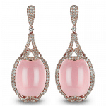 Pager to activate Rose Cabochon Quartz Drop Earrings Rose Gold