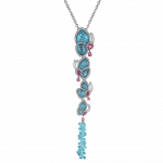 Pager to activate Papillon Necklace with 4 Blue Topaz Butterflies