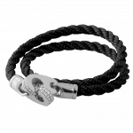 Pager to activate Perfect Fit Bracelet Double Strap White Gold with White Diamonds on Braided Black Rope