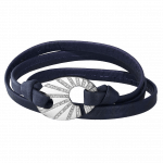 Pager to activate Perfect Fit Bracelet with White Diamonds on Navy Blue Leather Strap