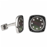 Pager to activate White Gold Square Cufflinks Black Background