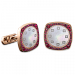 Pager to activate Rose Gold Square Cufflinks Rubies