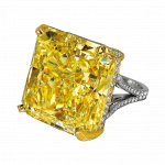 Pager to activate Fancy Vivid Yellow Radiant Cut Diamond Ring