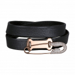 Pager to activate Leather Rose Gold Safety Pin Bracelet