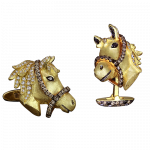Pager to activate Two Tone Gold Horse Head Cufflinks
