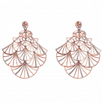 Pager to activate Half Pave Rose Gold Fan Earrings