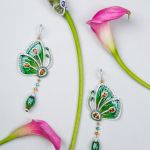 Pager to activate Rain Forest Green Topaz Papillon Large Earrings