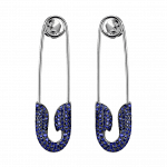 Pager to activate White Gold Sapphire Safety Pin Earrings