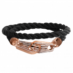 Pager to activate Perfect Fit Bracelet Double Strap Rose Gold with White Diamonds on Black Rope