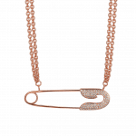 Pager to activate Large Rose Gold Safety Pin Necklace