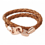 Pager to activate Perfect Fit Bracelet Double Strap Rose Gold Baked Brown Leather