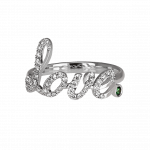 Pager to activate White Gold Pave Love Ring Green Topaz