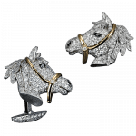 Pager to activate Two-Tone Gold Pave Horse Head Cufflinks