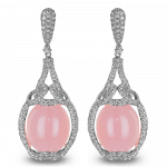 Pager to activate Rose Cabochon Quartz Drop Earrings White Gold