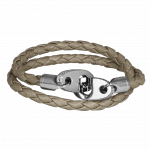 Pager to activate Perfect Fit Bracelet Double Strap White Gold with White Diamonds on Braided tan Rope