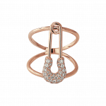 Pager to activate Rose Gold Diamond Safety Pin Ring