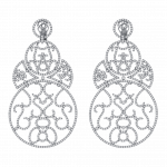 Pager to activate Lace Large Size White Gold Diamond Lace Earrings