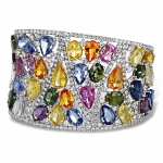 Pager to activate Multi-Color Sapphire Diamond Cuff Bracelet