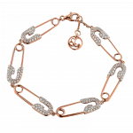 Pager to activate Rose Gold Hexagon Safety Pin Bracelet