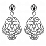 Pager to activate Black Plated Diamond Lace Chandelier Earrings