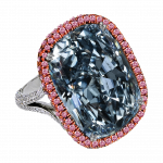 Pager to activate Fancy Blue Gray Cushion Cut Diamond Ring