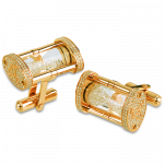 Pager to activate Yellow Gold Pave Hour Glass Cufflinks