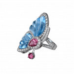 Pager to activate Blue Topaz Papillon Ring