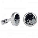 Pager to activate Circular White Gold Cufflinks White Diamonds Black Background