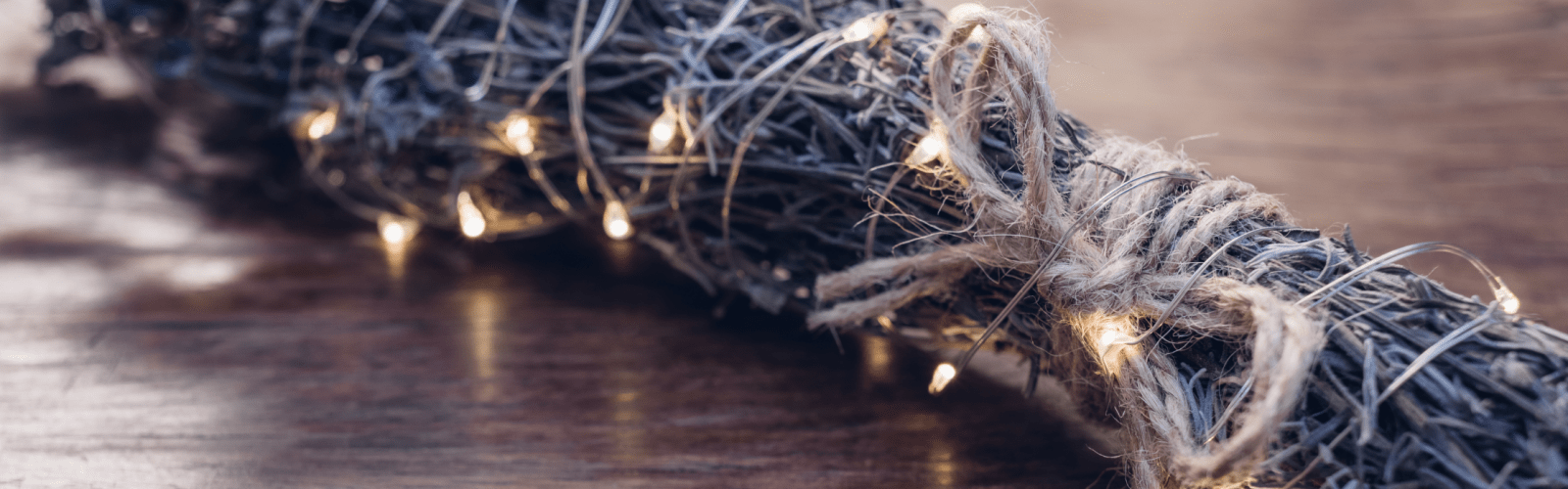 dried lavender and string lights