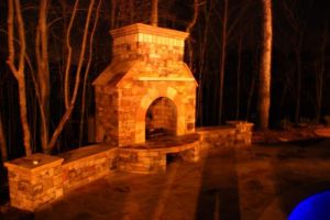 Night view of a fireplace