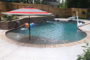 Custom Gunite Pool with Tanning Ledge and Water Feature