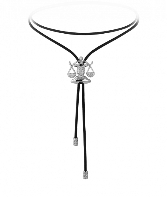 Zodiac Libra String Necklace White Gold Diamond